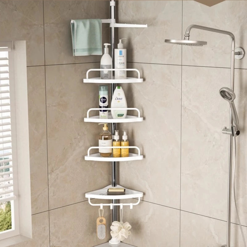 Support de Rangement d’Angle pour Salle de Bain Télescopique en Acier Inoxydable