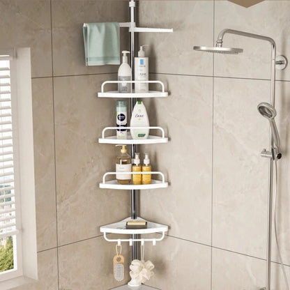 Support de Rangement d’Angle pour Salle de Bain Télescopique en Acier Inoxydable