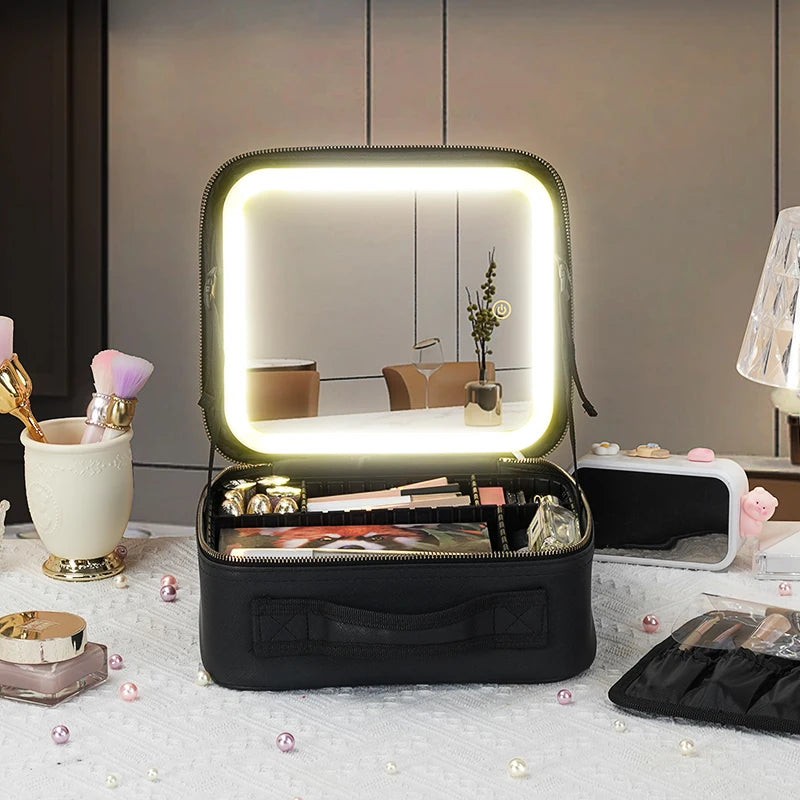 Sac Organisateur de Maquillage avec Miroir LED Éclairé