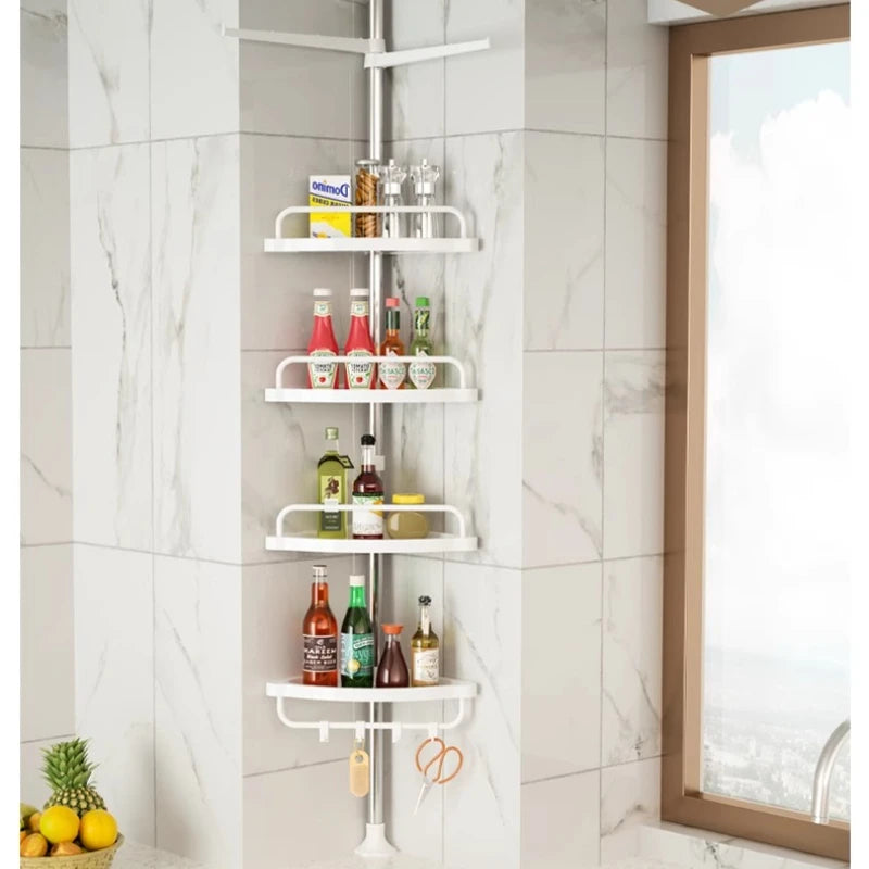 Support de Rangement d’Angle pour Salle de Bain Télescopique en Acier Inoxydable