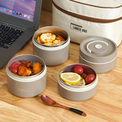 4 Boîtes à Lunch Isotherme en Acier Inoxydable – Ensemble Empilable avec Sac