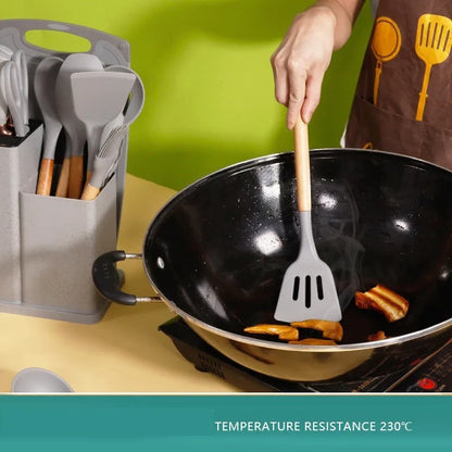 Ensemble 19 Pièces de Couteaux et Ustensiles de Cuisine en Silicone