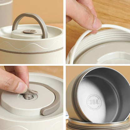 4 Boîtes à Lunch Isotherme en Acier Inoxydable – Ensemble Empilable avec Sac