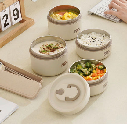 4 Boîtes à Lunch Isotherme en Acier Inoxydable – Ensemble Empilable avec Sac