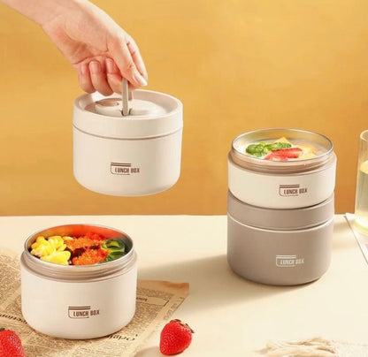 4 Boîtes à Lunch Isotherme en Acier Inoxydable – Ensemble Empilable avec Sac