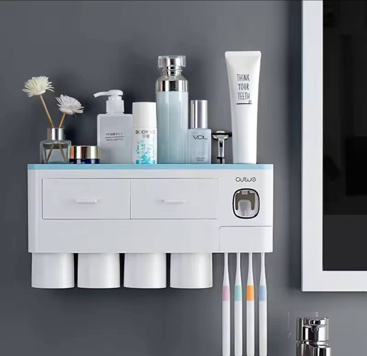 Support Mural pour Brosses à Dents avec Distributeur de Dentifrice