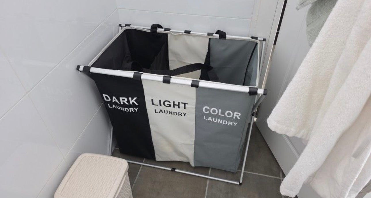 Panier à Linge 3 Compartiments – Pliable et Résistant