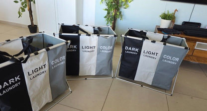 Panier à Linge 3 Compartiments – Pliable et Résistant