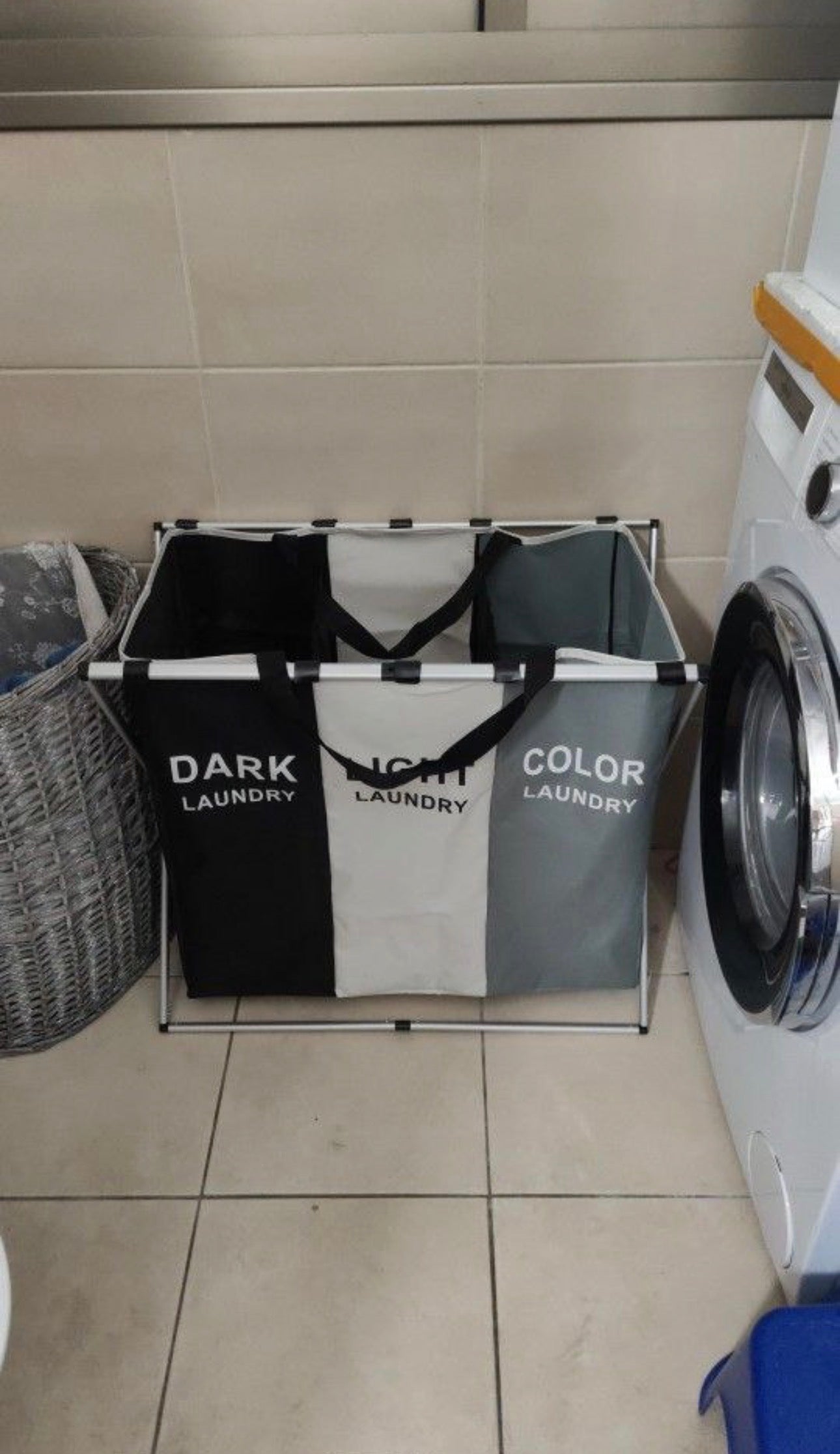 Panier à Linge 3 Compartiments – Pliable et Résistant