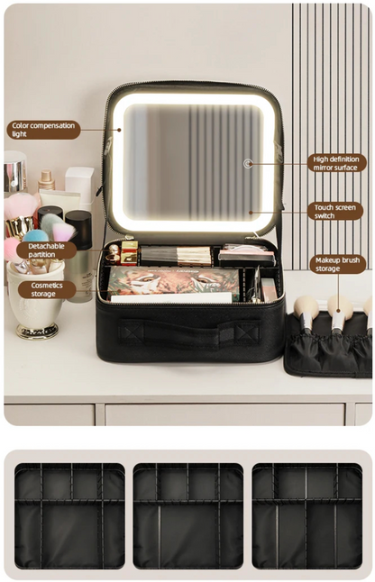 Sac Organisateur de Maquillage avec Miroir LED Éclairé