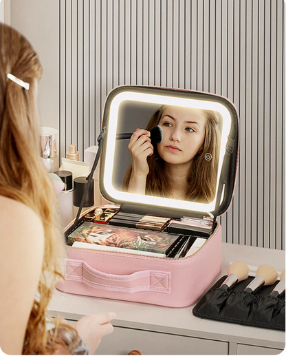 Sac Organisateur de Maquillage avec Miroir LED Éclairé