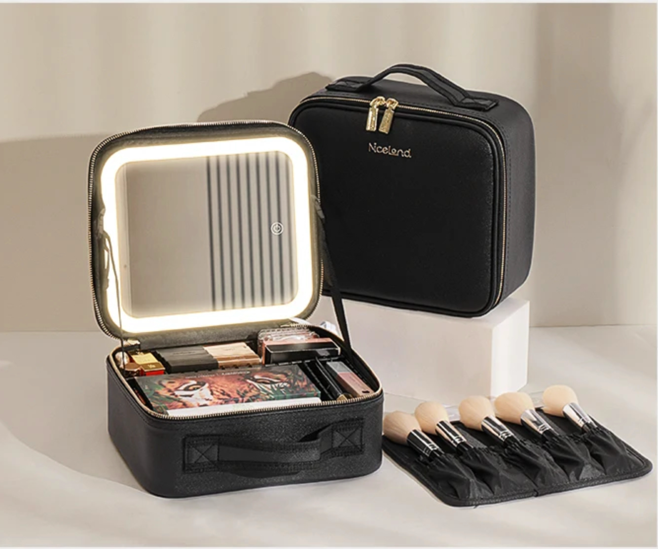 Sac Organisateur de Maquillage avec Miroir LED Éclairé