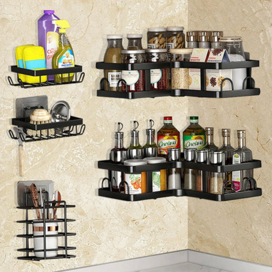 Étagères de Rangement Murales Polyvalentes sans Perçage – Organisation Cuisine & Salle de Bain