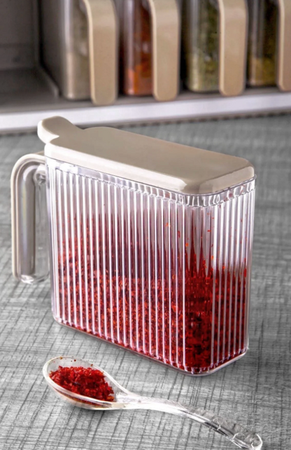 Set de 12 pots à épices avec support, couvercle auto-adhésif, cuillère intégrée et étiquettes – Pots à épices avec poignée