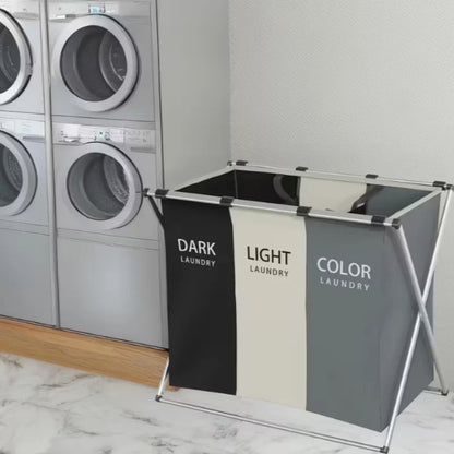 Panier à Linge 3 Compartiments – Pliable et Résistant