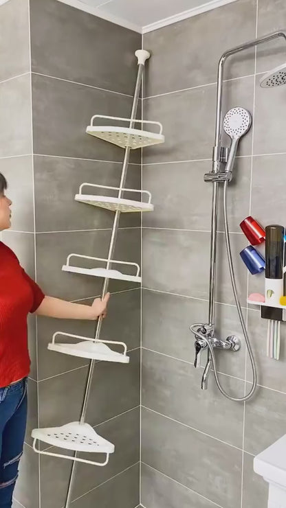 Support de Rangement d’Angle pour Salle de Bain Télescopique en Acier Inoxydable