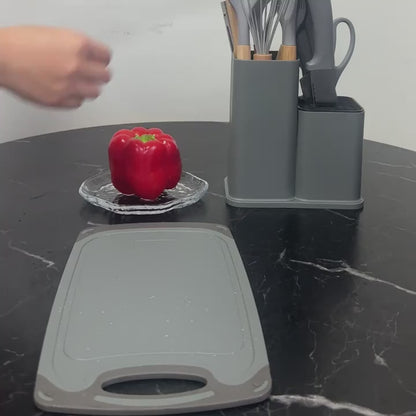 Ensemble 19 Pièces de Couteaux et Ustensiles de Cuisine en Silicone