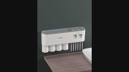 Support Mural pour Brosses à Dents avec Distributeur de Dentifrice