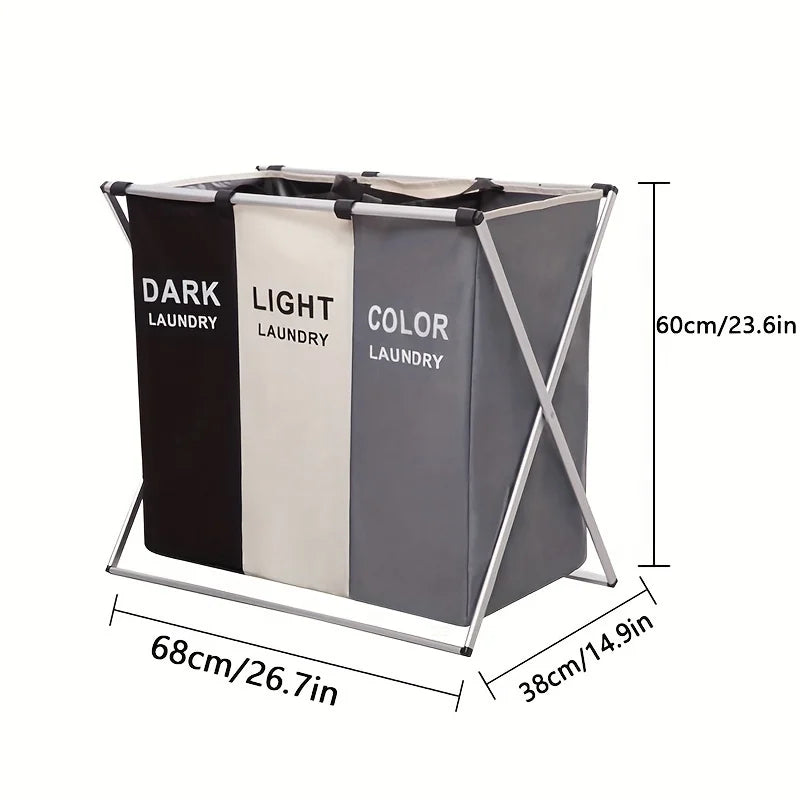 Panier à Linge 3 Compartiments – Pliable et Résistant